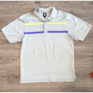 FJ FootJoy Golf Polo Shirt Mens Medium Short Sleeve Gray Athletic‎